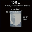 Thickened Durable Plastic Ziplock Resealable Bag 24cm x 36cm 100Pack